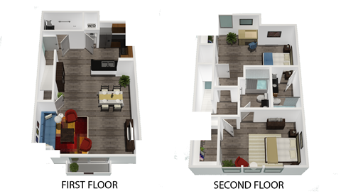 Floor plan for 2 beds, 2 baths, 1321 sqft